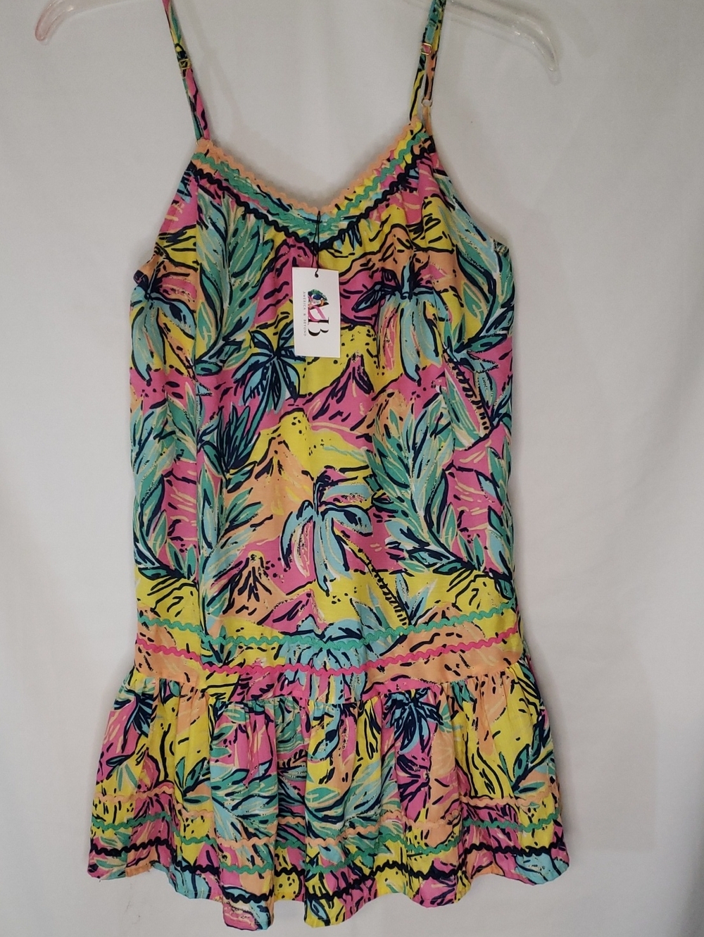 Tropical Print Spaghetti Strap Dress - Multicolor